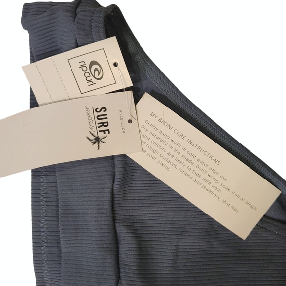 *NWT* Ripcurl Bandeau Bikini Top & Bottom - Slate Dolphin Blue/Grey - Picture 9 of 12